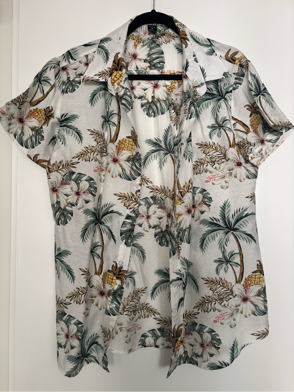 Womens oversized Tropical Button-Down Shirt, SHEIN
